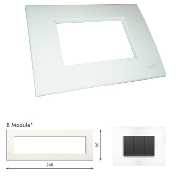 Picture of GM Casablanca PKSB08011 Horizontal 8M Glossy White Cover Plate With Frame