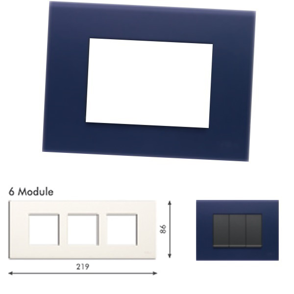 Picture of GM Casablanca PLSB06005 Horizontal (2+2+2) 6M Soft London Blue Cover Plate With Frame