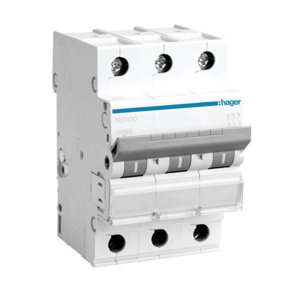 Picture of Hager NCN340N 40A C-Curve 10kA 3 Pole MCB