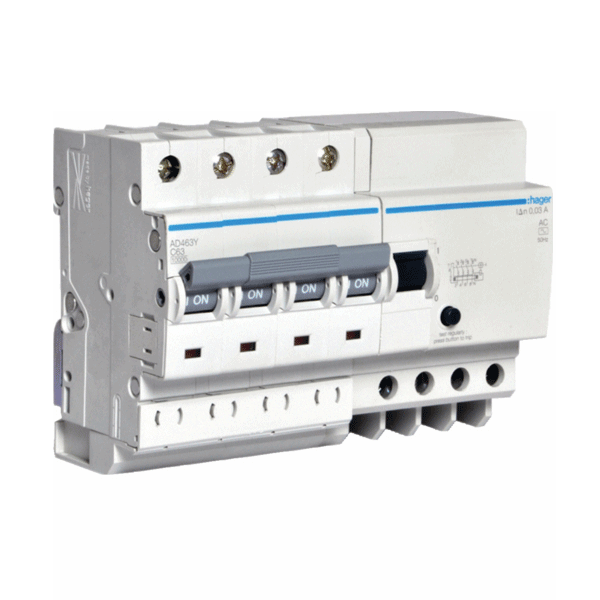 Picture of Hager AEC425Y 25A 100mA Four Pole RCBO