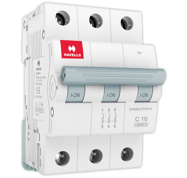 Picture of Havells 10A C-Curve 10kA 3 Pole MCB