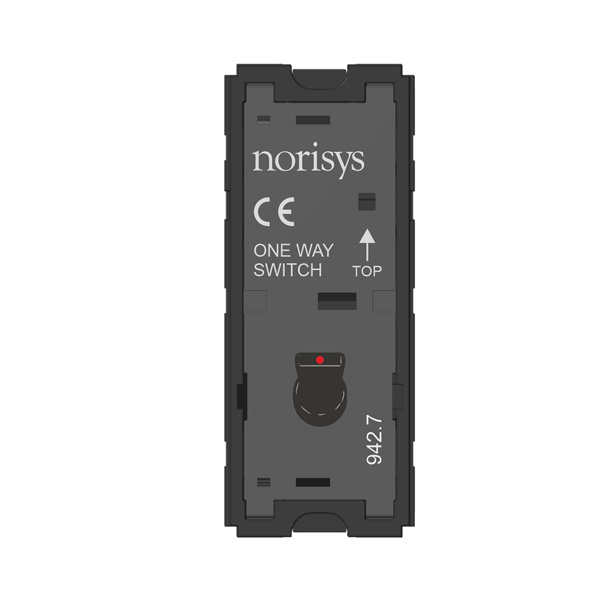 Picture of Norisys TG9 T9101.33 6A 1 Way With Indicator 1 Module Glossy Black Metal Lever Switches