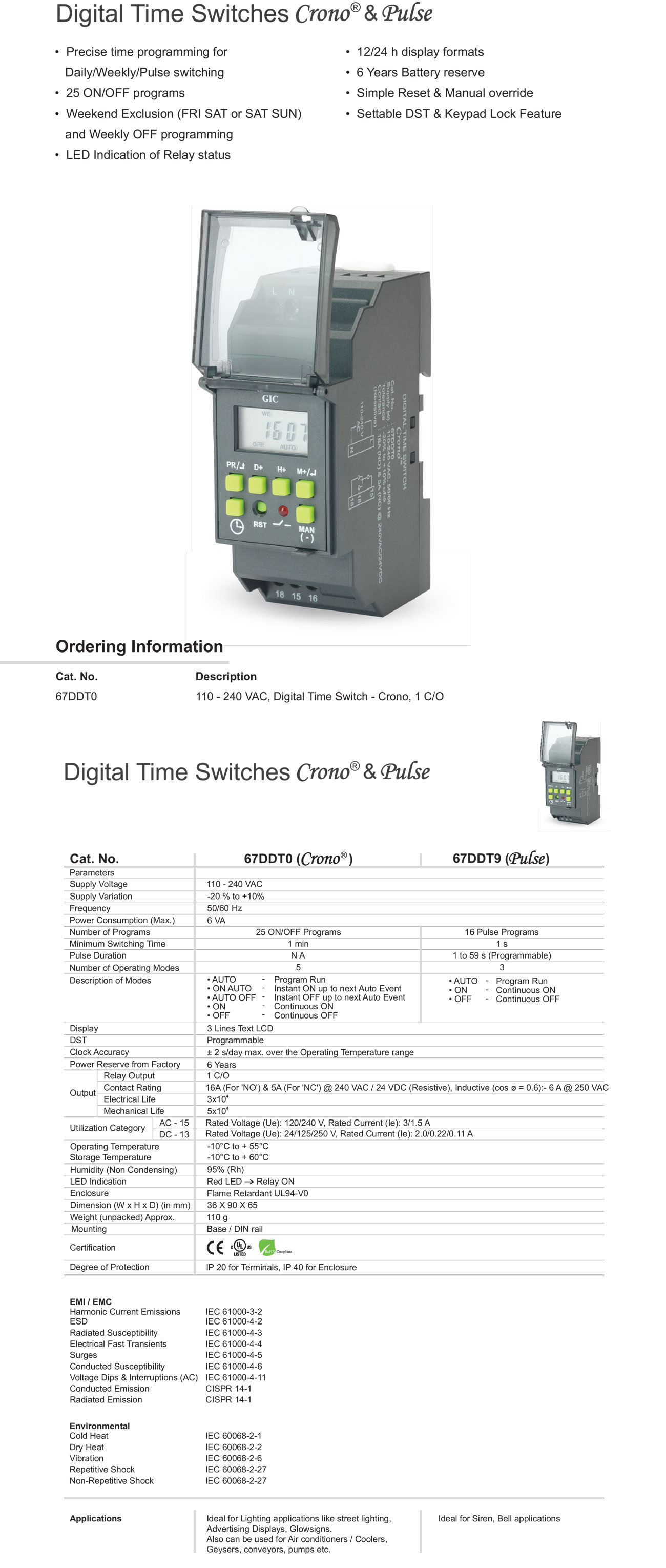 L&T GIC J648B1 FM/1 Quartz Analog Daily Timer Switch