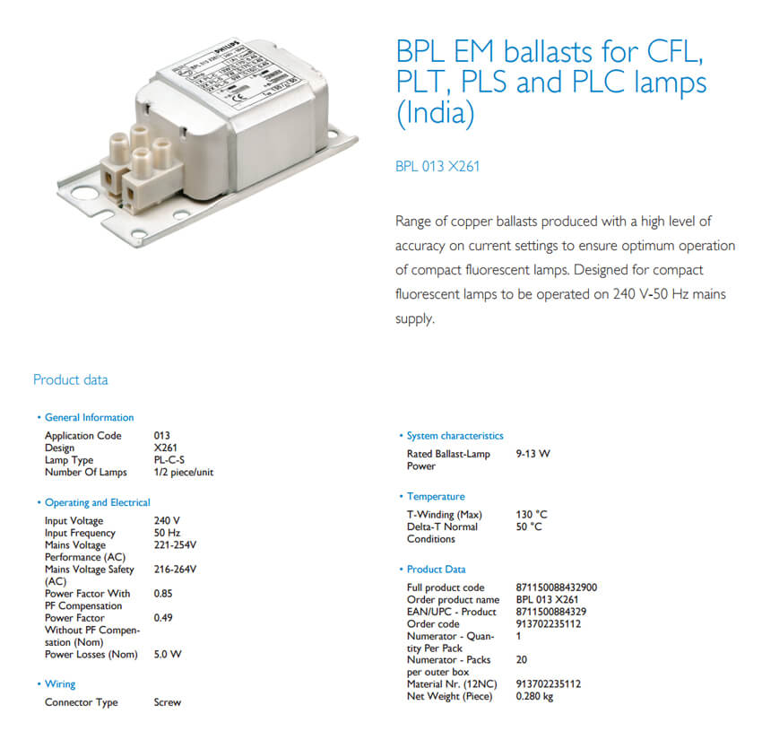 PHILIPS-COPPER-BALLAST