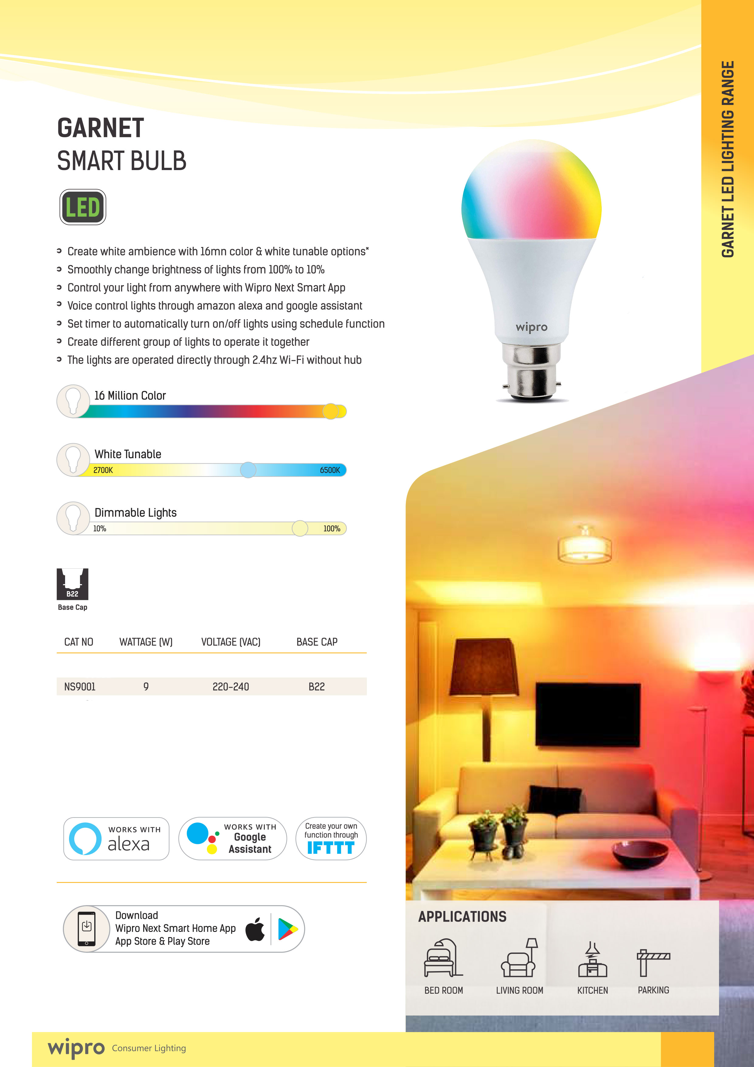 Wipro Garnet RGB LED Bulb