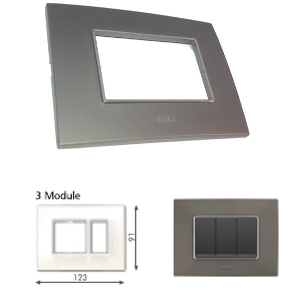 Picture of GM Casaviva PYSF03003 Metalik (2+1) 3M Graphite Magnesia Cover Plate With Frame