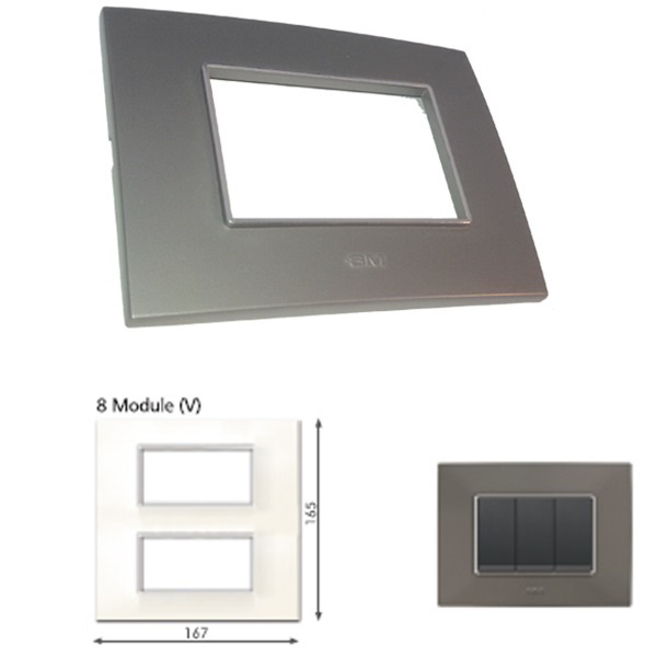 Picture of GM Casaviva PYSF08012 Metalik Vertical 8M Graphite Magnesia Cover Plate With Frame