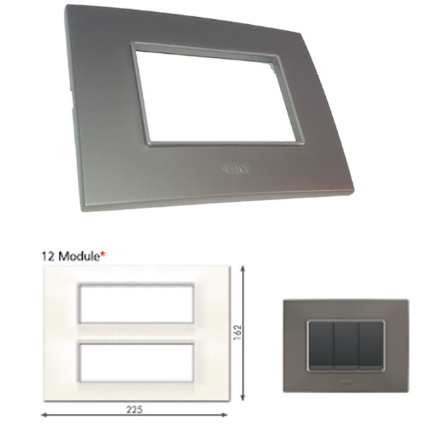 Picture of GM Casaviva PYSF12007 Metalik Vertical (6+6) 12M Graphite Magnesia Cover Plate With Frame