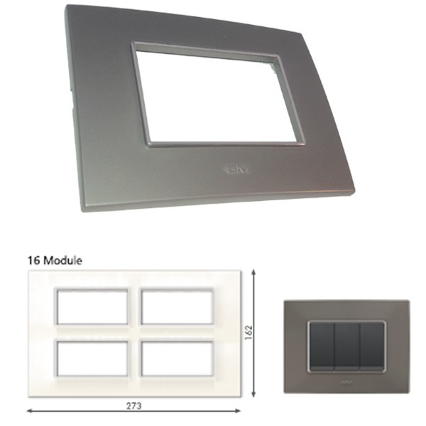 Picture of GM Casaviva PYSF16008 Metalik 16M Graphite Magnesia Cover Plate With Frame