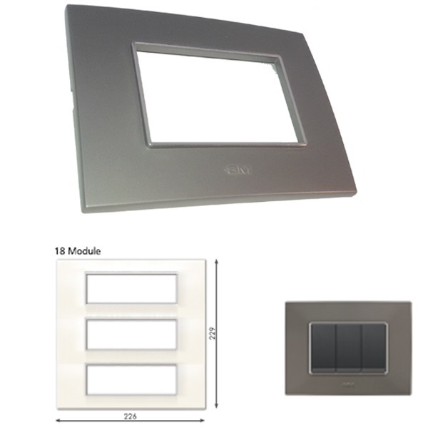 Picture of GM Casaviva PYSF18010 Metalik 18M Graphite Magnesia Cover Plate With Frame