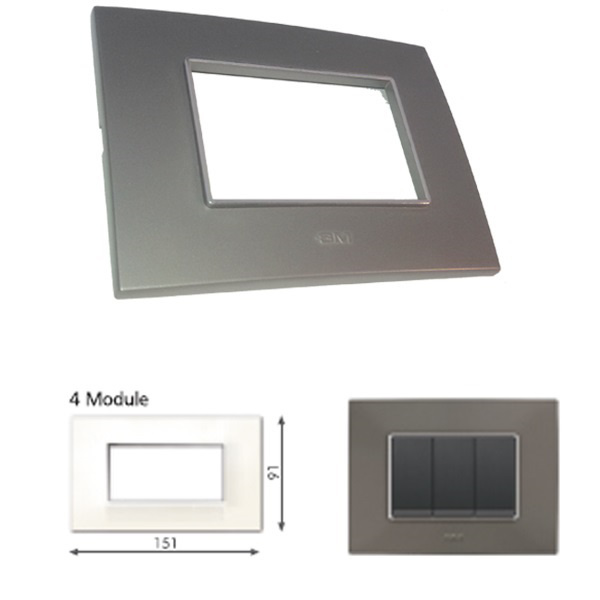 Picture of GM Casaviva PYSF04004 Metalik Horizontal 4M Graphite Magnesia Cover Plate With Frame