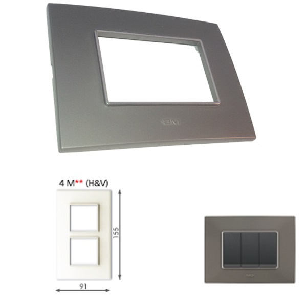 Picture of GM Casaviva PYSF04017 Metalik Vertical 4M Graphite Magnesia Cover Plate With Frame