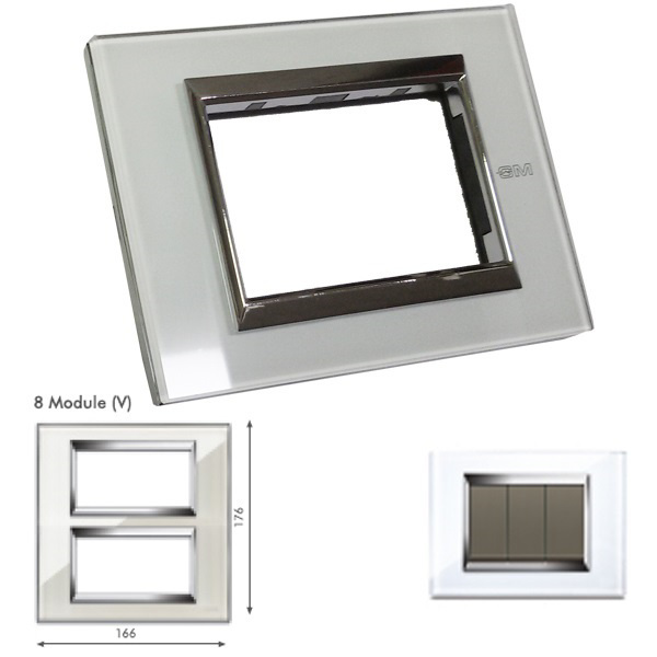 Picture of GM Naturalz PC08010 8M (4+4) Vertical Exclusive Glasz White Ice Cover Plate With Frame