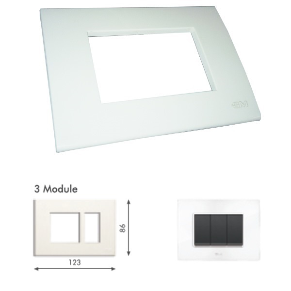 Picture of GM Casablanca PKSB03003 (2+1) 3M Glossy White Cover Plate With Frame