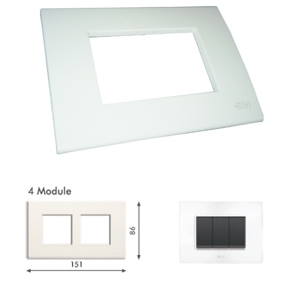Picture of GM Casablanca PKSB04004 Horizontal (2+2) 4M Glossy White Cover Plate With Frame