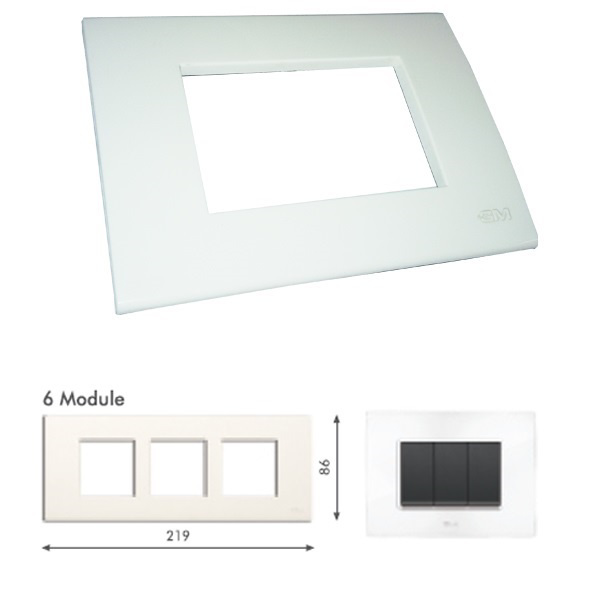 Picture of GM Casablanca PKSB06005 Horizontal (2+2+2) 6M Glossy White Cover Plate With Frame