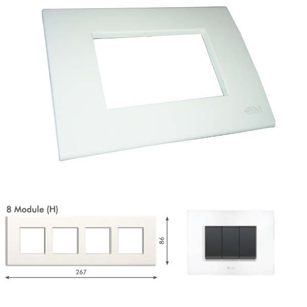 Picture of GM Casablanca PKSB08006 Horizontal (2+2+2+2) 8M Glossy White Cover Plate With Frame