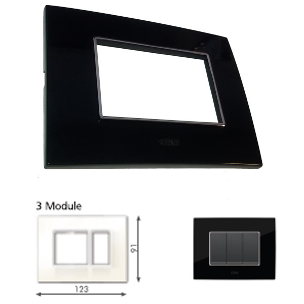 Picture of GM Casaviva PXSF03003 Glossy (2+1) 3M Black Cover Plate With Frame