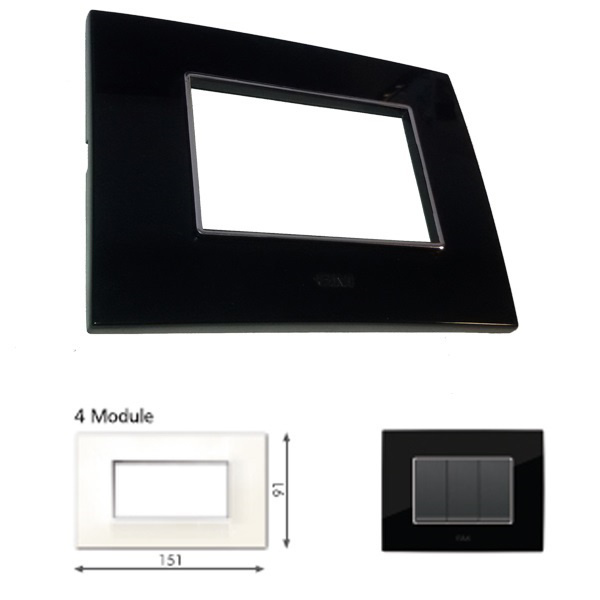 Picture of GM Casaviva PXSF04004 4M Horizontal Glossy Black Cover Plate With Frame