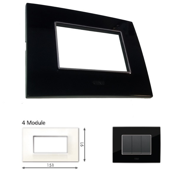 Picture of GM Casaviva PXSF04004 Glossy Horizontal 4M Black Cover Plate With Frame
