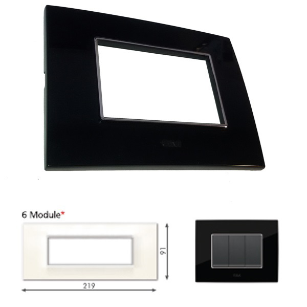 Picture of GM Casaviva PXSF06005 Glossy Horizontal 6M Black Cover Plate With Frame