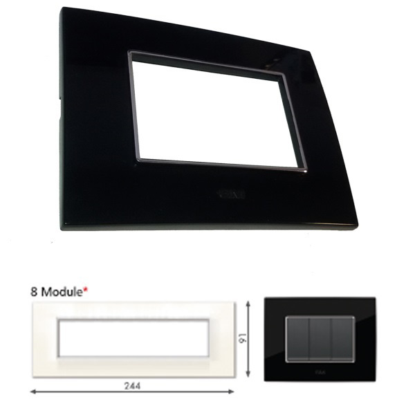 Picture of GM Casaviva PXSF08006 Glossy Horizontal 8M Black Cover Plate With Frame