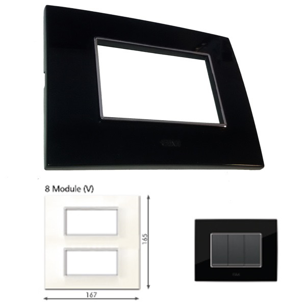 Picture of GM Casaviva PXSF08012 Glossy Vertical 8M Black Cover Plate With Frame