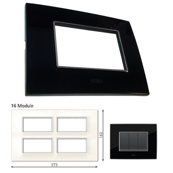 Picture of GM Casaviva PXSF16008 Glossy 16M Black Cover Plate With Frame
