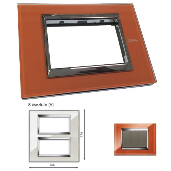 Picture of GM Naturalz PC08010 Vertical (4+4) 8M Exclusive Glasz Orange Ice Cover Plate With Frame
