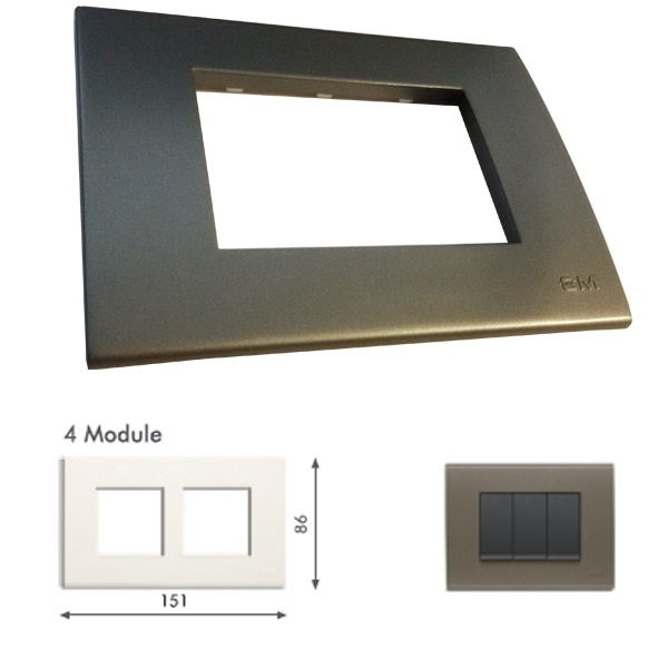 Picture of GM Casablanca PMSB04004 4M (2+2) Metalik Graphite Magnesia Cover Plate With Frame