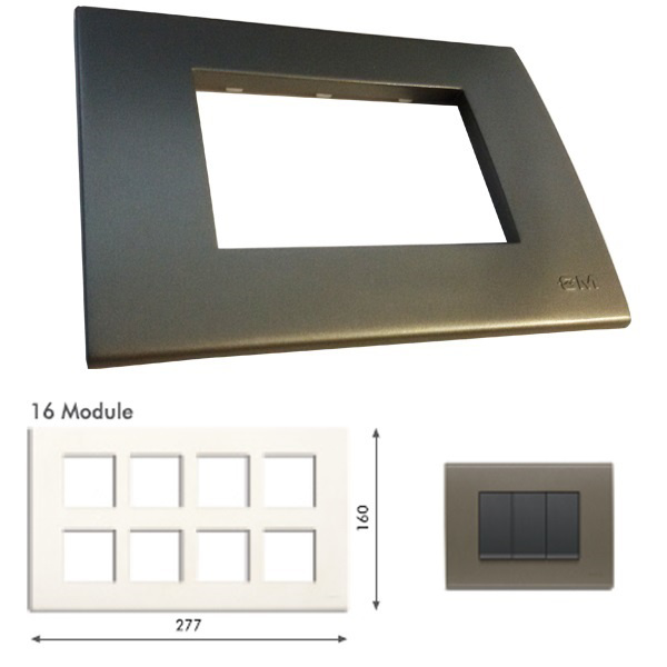 Picture of GM Casablanca PMSB16008 16M Metalik Graphite Magnesia Cover Plate With Frame