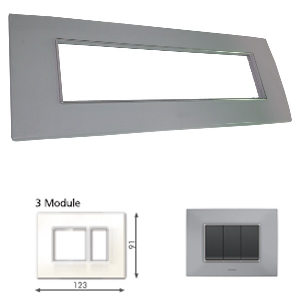 Picture of GM Casaviva PXSF03003 (2+1) 3M Glossy Grey Cover Plate With Frame