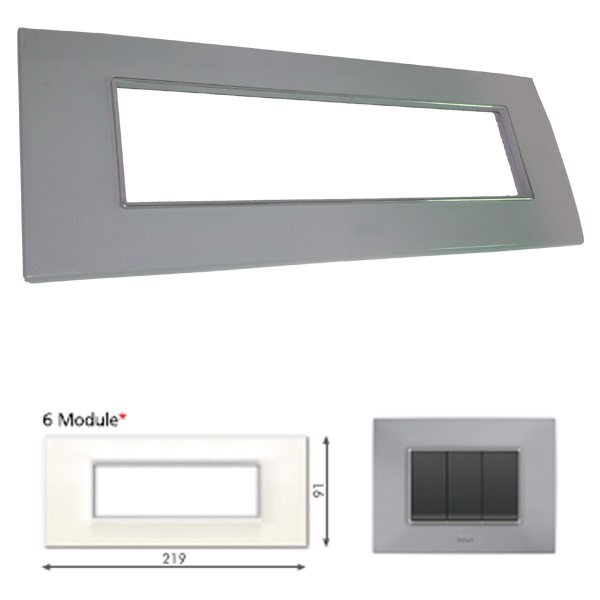 Picture of GM Casaviva PXSF06005 6M Horizontal Glossy Grey Cover Plate With Frame