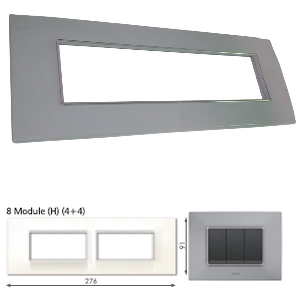 Picture of GM Casaviva PXSF08011 Glossy Horizontal (4+4) 8M Grey Cover Plate With Frame