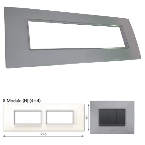 Picture of GM Casaviva PXSF08011 8M (4+4) Horizontal Glossy Grey Cover Plate With Frame