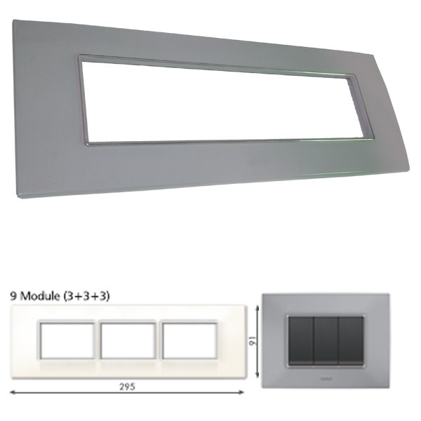 Picture of GM Casaviva PXSF09013 9M (3+3+3) Horizontal Glossy Grey Cover Plate With Frame