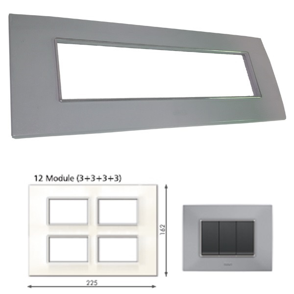 Picture of GM Casaviva PXSF12015 Glossy Vertical (3+3+3+3) 12M Grey Cover Plate With Frame