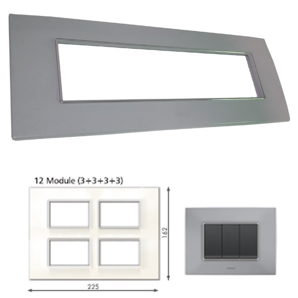 Picture of GM Casaviva PXSF12015 12M (3+3+3+3) Glossy Grey Cover Plate With Frame
