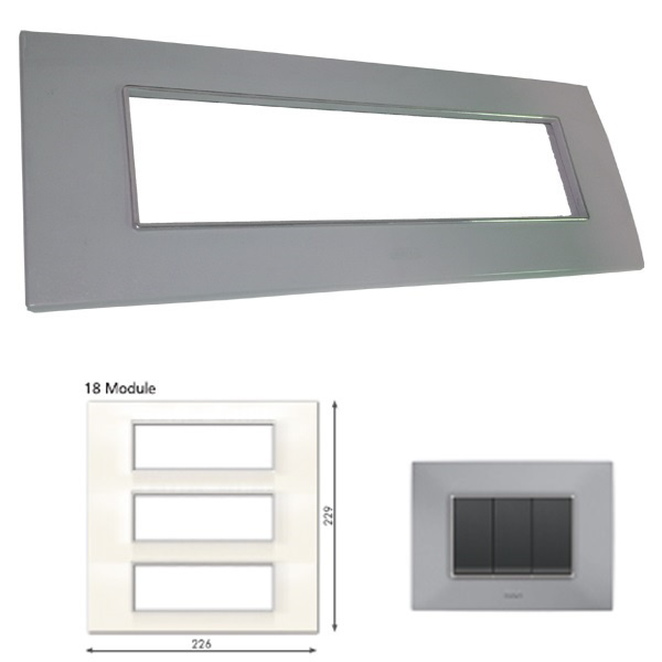 Picture of GM Casaviva PXSF18010 Glossy 18M Grey Cover Plate With Frame