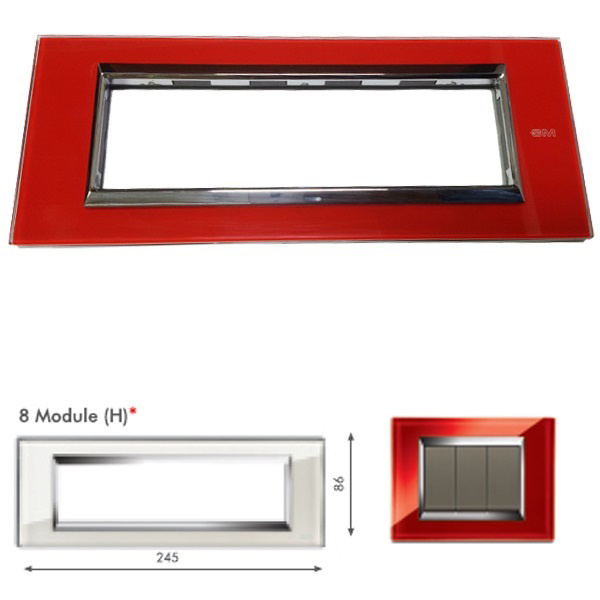 Picture of GM Naturalz PC08008 8M Horizontal Exclusive Glasz Red Ice Cover Plate With Frame