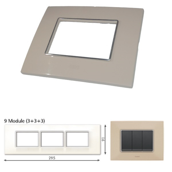 Picture of GM Casaviva PXSF09013 9M (3+3+3) Horizontal Glossy Ivory Cover Plate With Frame