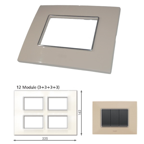 Picture of GM Casaviva PXSF12015 Glossy Vertical (3+3+3+3) 12M Ivory Cover Plate With Frame