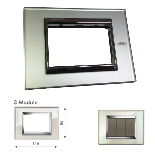 Picture of GM Naturalz PC03002 3M Exclusive Glasz Silver Mirror Cover Plate With Frame