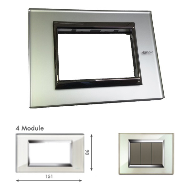 Picture of GM Naturalz PC04004 4M Exclusive Glasz Silver Mirror Cover Plate With Frame