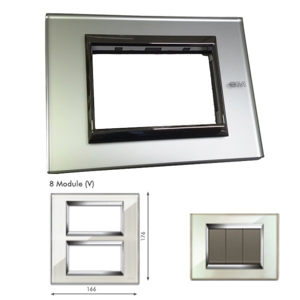 Picture of GM Naturalz PC08010 Vertical (4+4) 8M Exclusive Glasz Silver Mirror Cover Plate With Frame