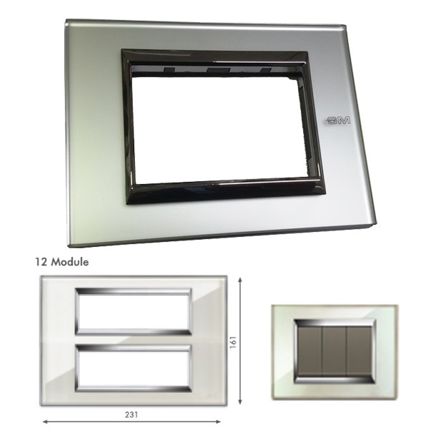 Picture of GM Naturalz PC12011 12M Exclusive Glasz Silver Mirror Cover Plate With Frame