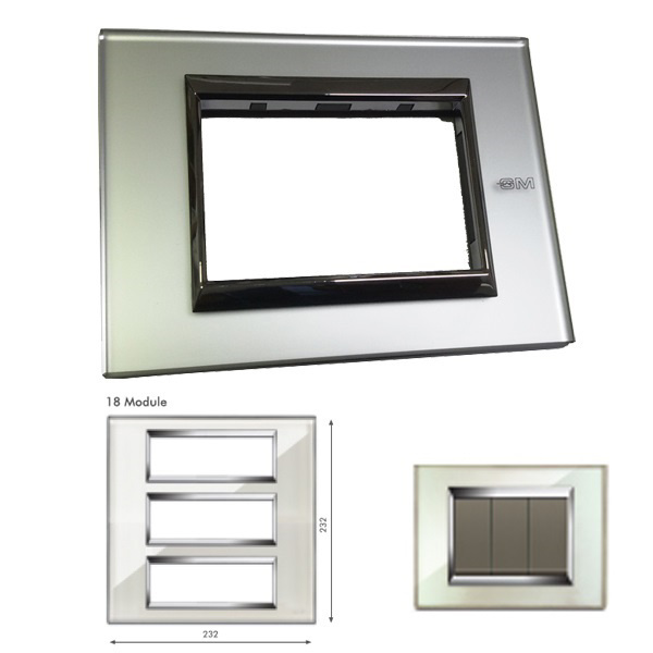 Picture of GM Naturalz PC18012 18M Exclusive Glasz Silver Mirror Cover Plate With Frame