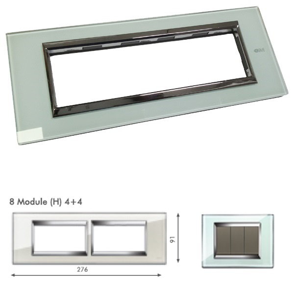 Picture of GM Naturalz PC08009 Horizontal (4+4) 8M Exclusive Glasz Green Ice Cover Plate With Frame