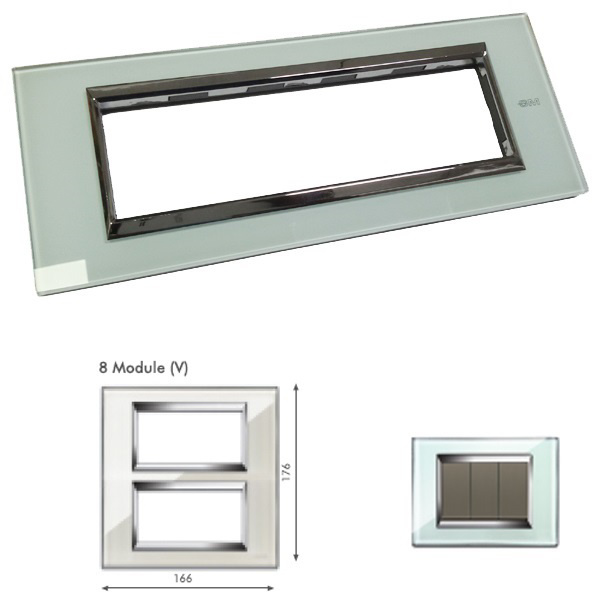 Picture of GM Naturalz PC08010 Vertical (4+4) 8M Exclusive Glasz Green Ice Cover Plate With Frame