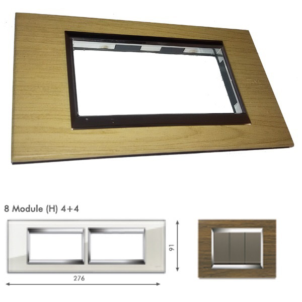 Picture of GM Naturalz PW08009 8M (4+4) Horizontal Regular Wood Tulip Wood Cover Plate With Frame